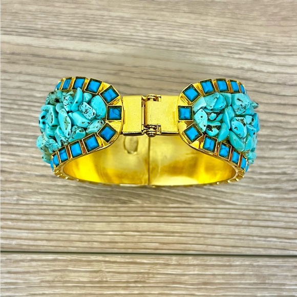 Sorrelli Santorini Turquoise and Gold Chunky Cuff Bracelet - Picture 2 of 7